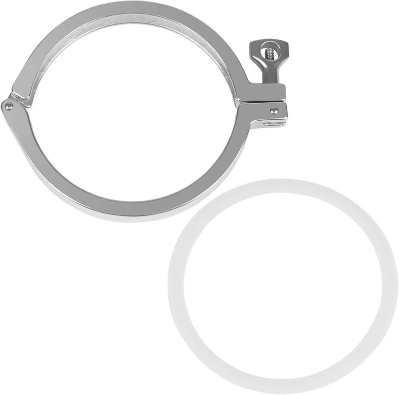JMCOLMT جهاز تثبيت ثلاثي JMCOLMTTri Clamp 6 إنش مع دبوس مفرد ثقيل مع صمولة جناح من الفولاذ المقاوم للصدأ 304 ملحق صحي مع حلقة TC 6" وحشوات سيليكون - Image 1